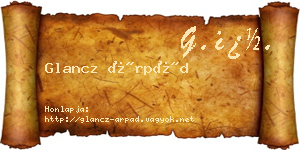 Glancz Árpád névjegykártya